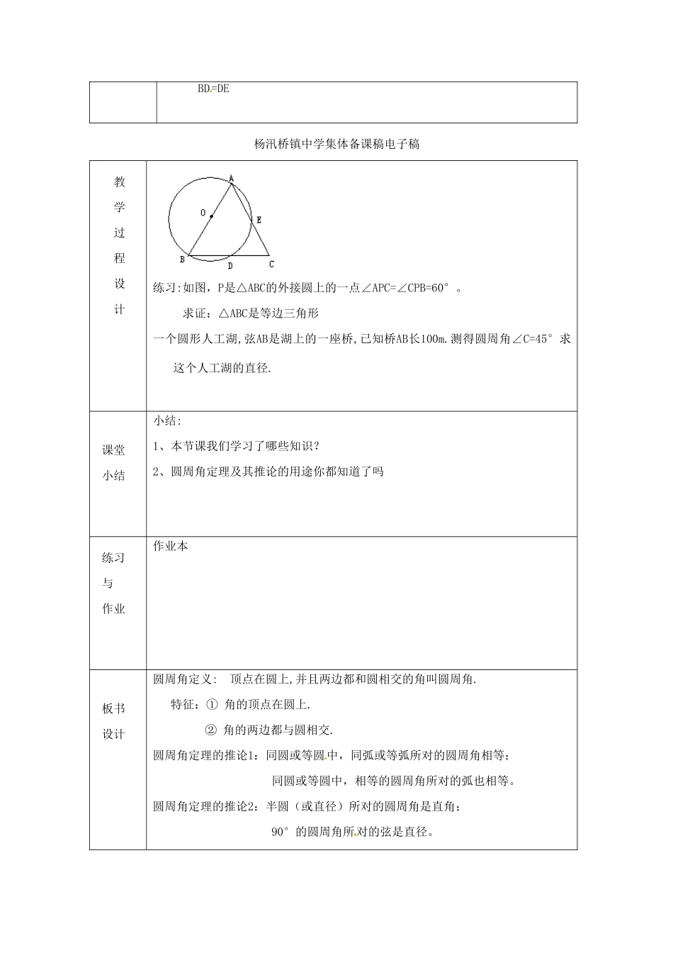 浙江省绍兴县杨汛桥镇中学九年级数学上册 3.4《圆周角（2）》教案 浙教版_第2页