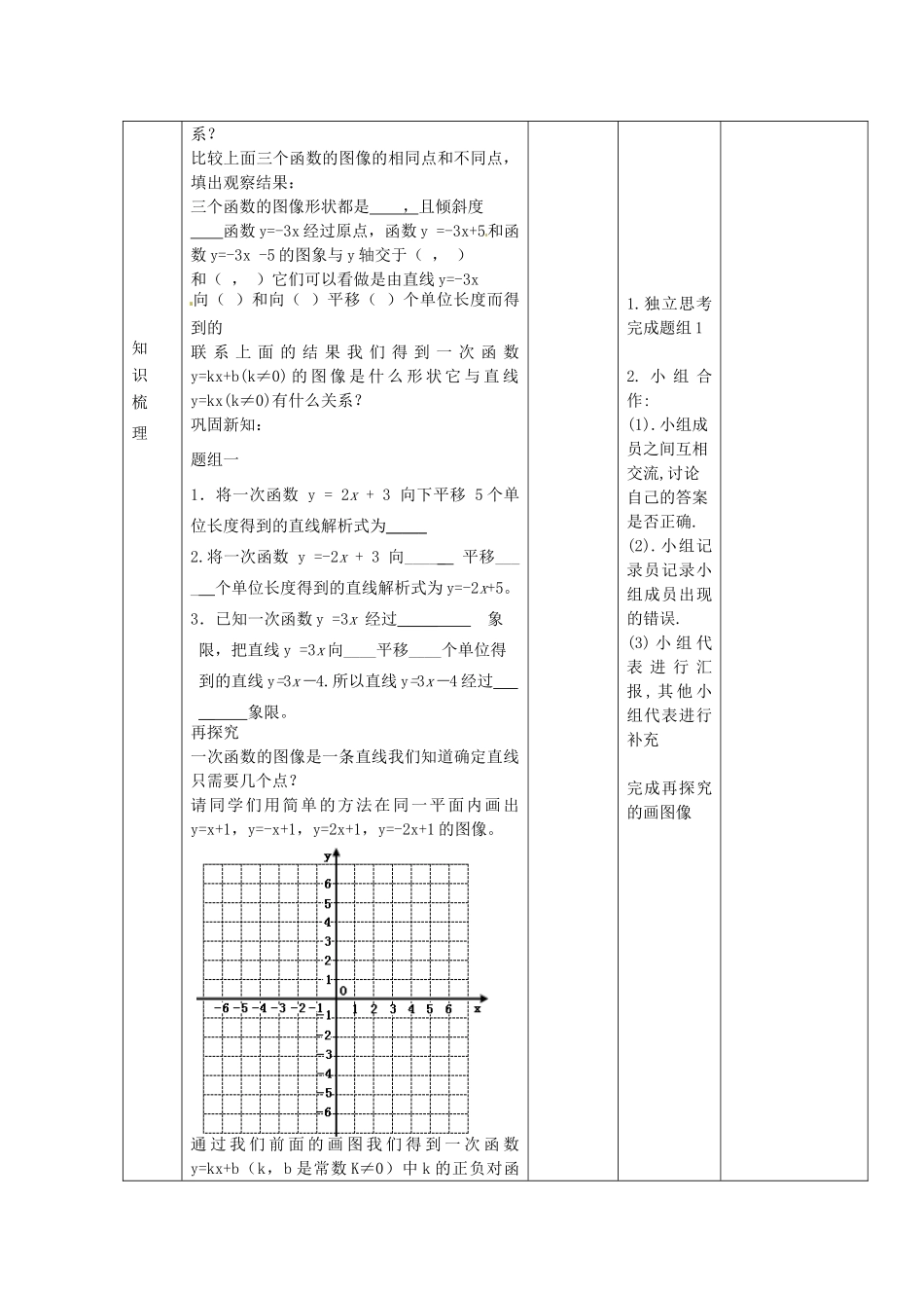 陕西省安康市紫阳县紫阳中学八年级数学下册《一次函数图象与性质》教案 （新版）新人教版_第2页