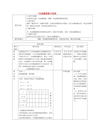 陕西省安康市紫阳县紫阳中学八年级数学下册《一次函数图象与性质》教案 （新版）新人教版