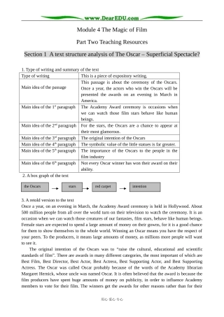 外研版英语必修10 Module4 The Magic of Film-A text structure analysis