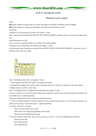 高中英语第二册上Unit 9  Saving the earth--Period 3 Let is study