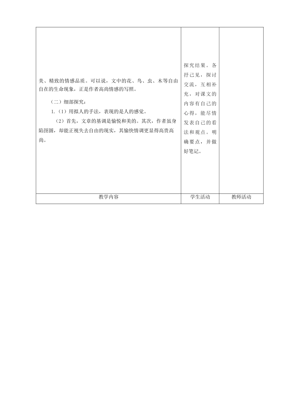 甘肃省酒泉市瓜州二中八年级语文下册《狱中书简》第二课时教案 北师大版_第2页