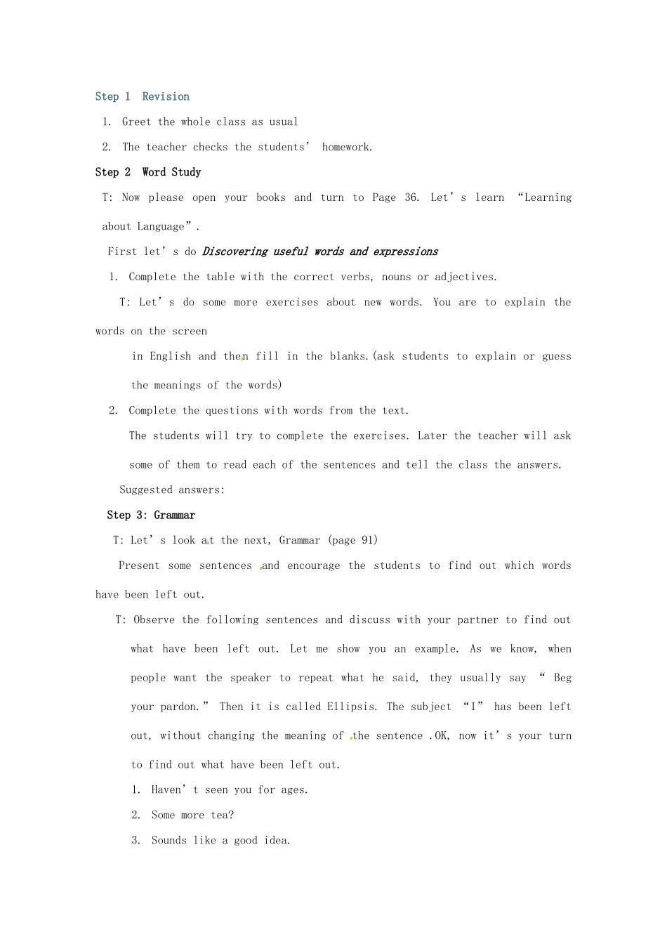 高中英语 Unit5 Five First aid The Fourth Period Grammar（4）教案 新人教版必修5_第2页