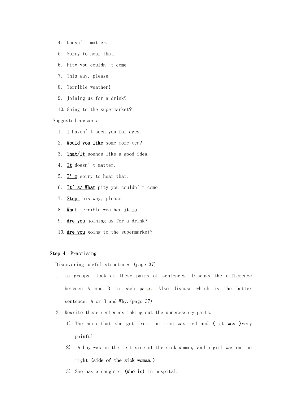 高中英语 Unit5 Five First aid The Fourth Period Grammar（4）教案 新人教版必修5_第3页