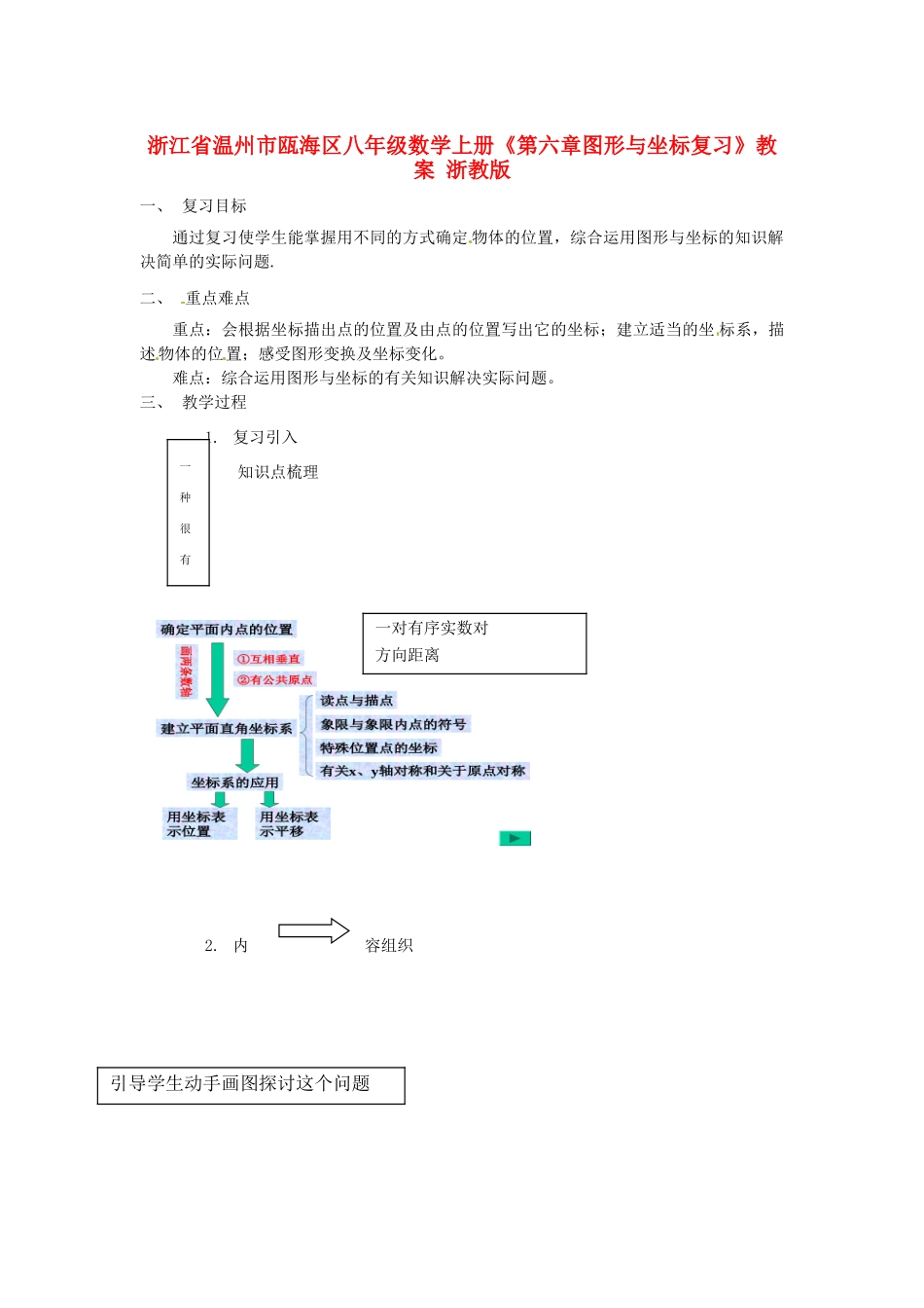 浙江省温州市瓯海区八年级数学上册《第六章图形与坐标复习》教案 浙教版_第1页