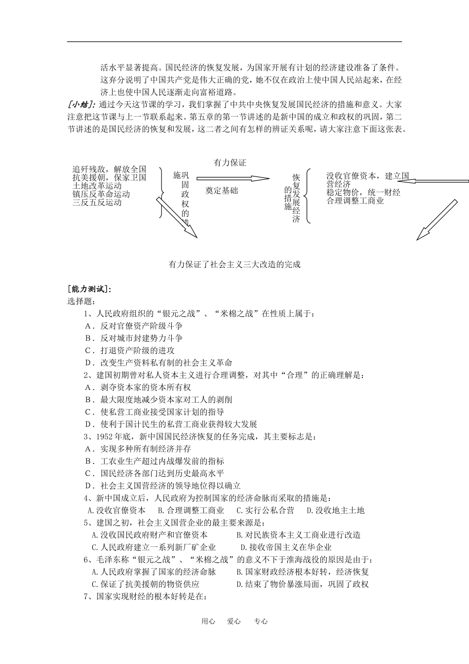 高一历史：5.2《国民经济的恢复和发展》教案人教版_第3页