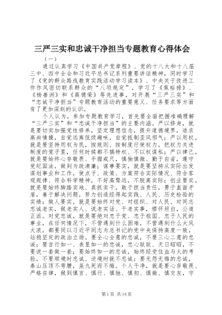 三严三实和忠诚干净担当专题教育心得体会