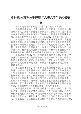 审计机关领导关于开展“六查六看”的心得体会