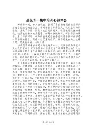 县级骨干集中培训心得体会