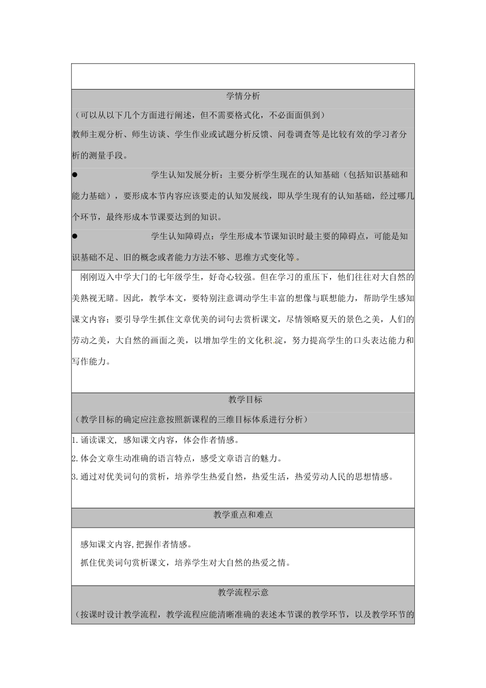 河北省秦皇岛市山海关桥梁中学七年级语文上册《夏感》教案_第2页
