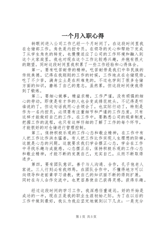 一个月入职心得
