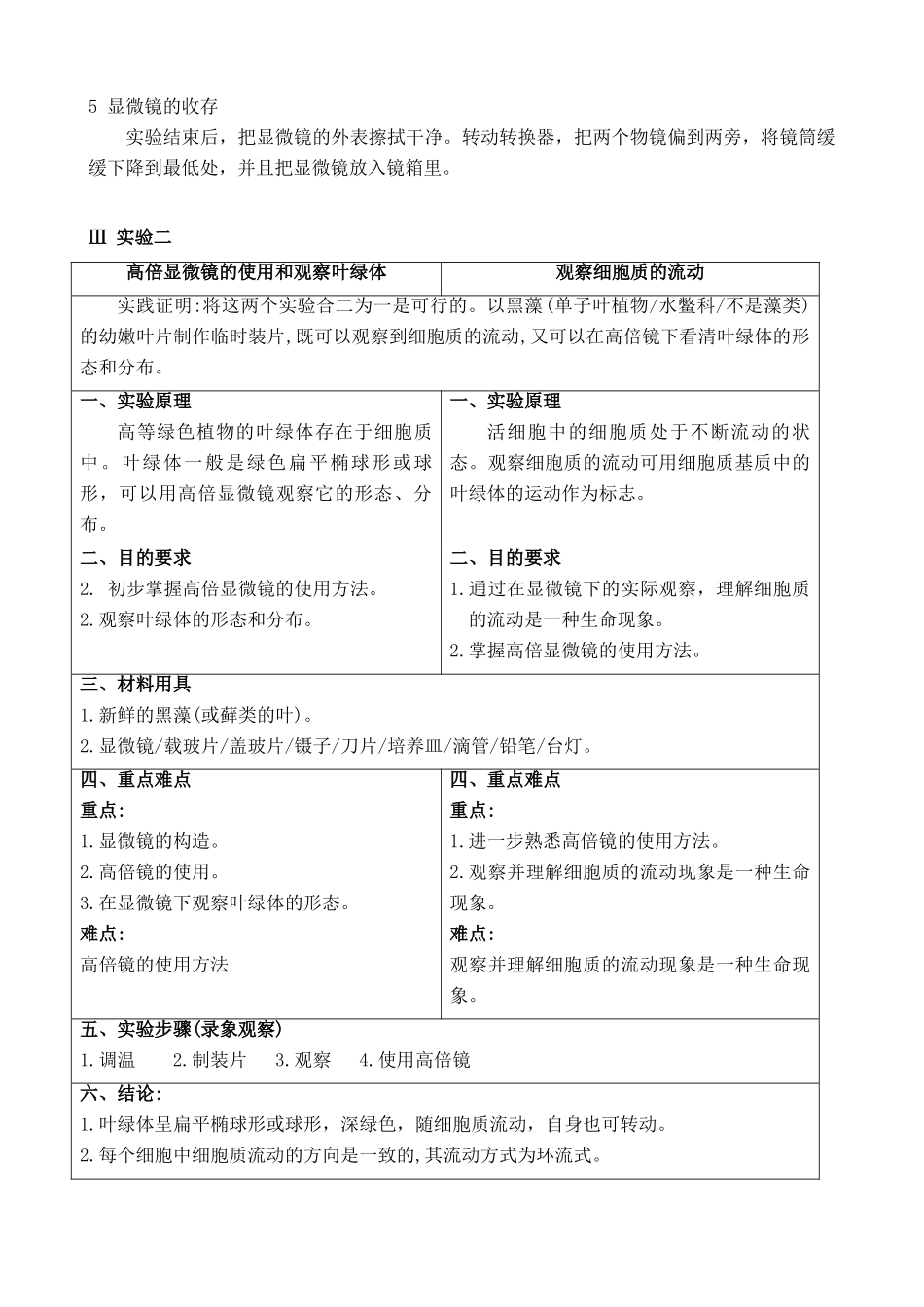 人教版高中生物必修1实验二 用高倍显微镜观察叶绿体和细胞质流动_第2页