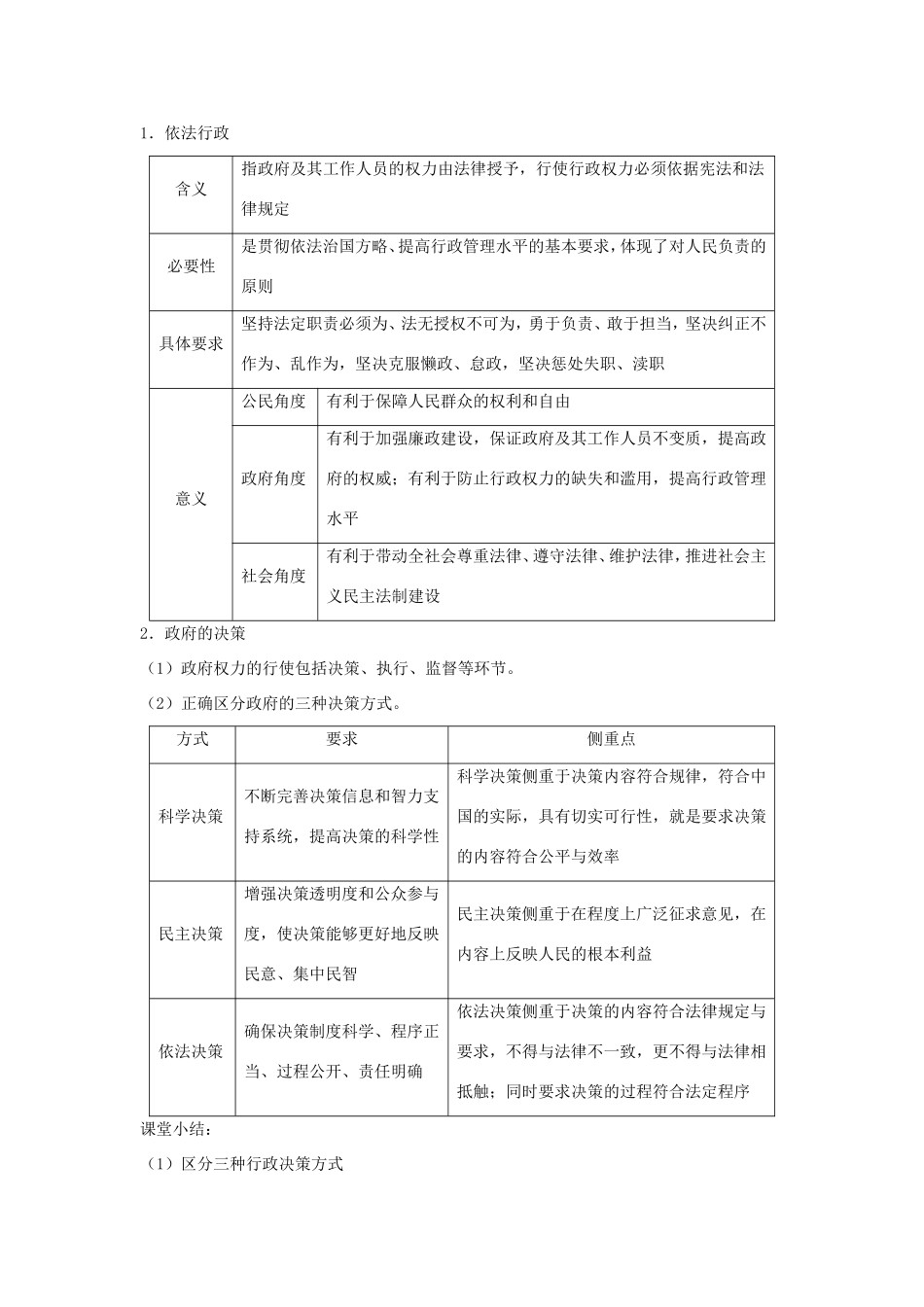 高中政治 第二单元 为人民服务的政府 第四课 我国政府受人民的监督 1 政府的权力：依法行使教案1 新人教版必修2-新人教版高一必修2政治教案_第2页