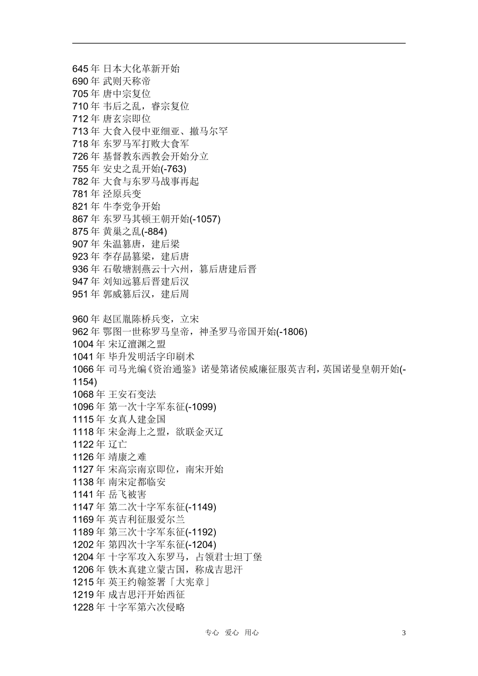 高考历史 中外历史年事时间表教案_第3页