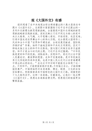 观《大国外交》有感