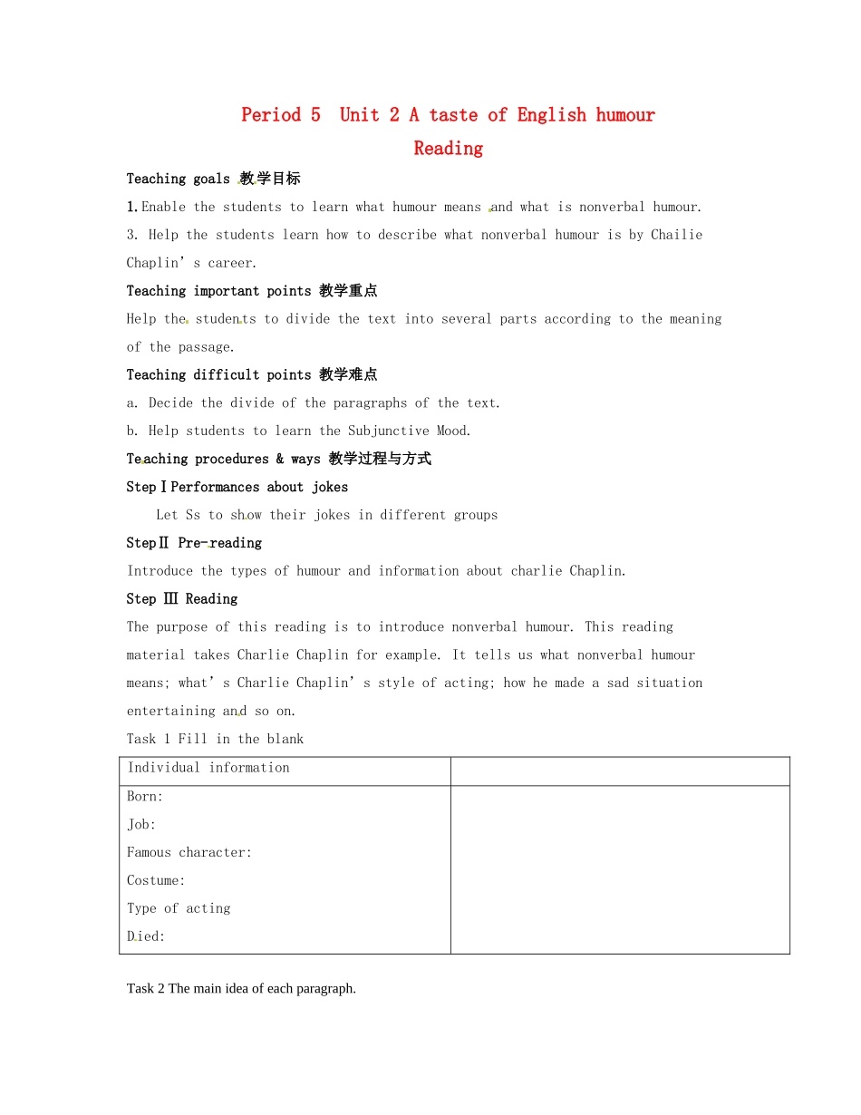 高中英语《Unit2 Working the land》教案（5）新人教版必修4-新人教版高一必修4英语教案_第1页