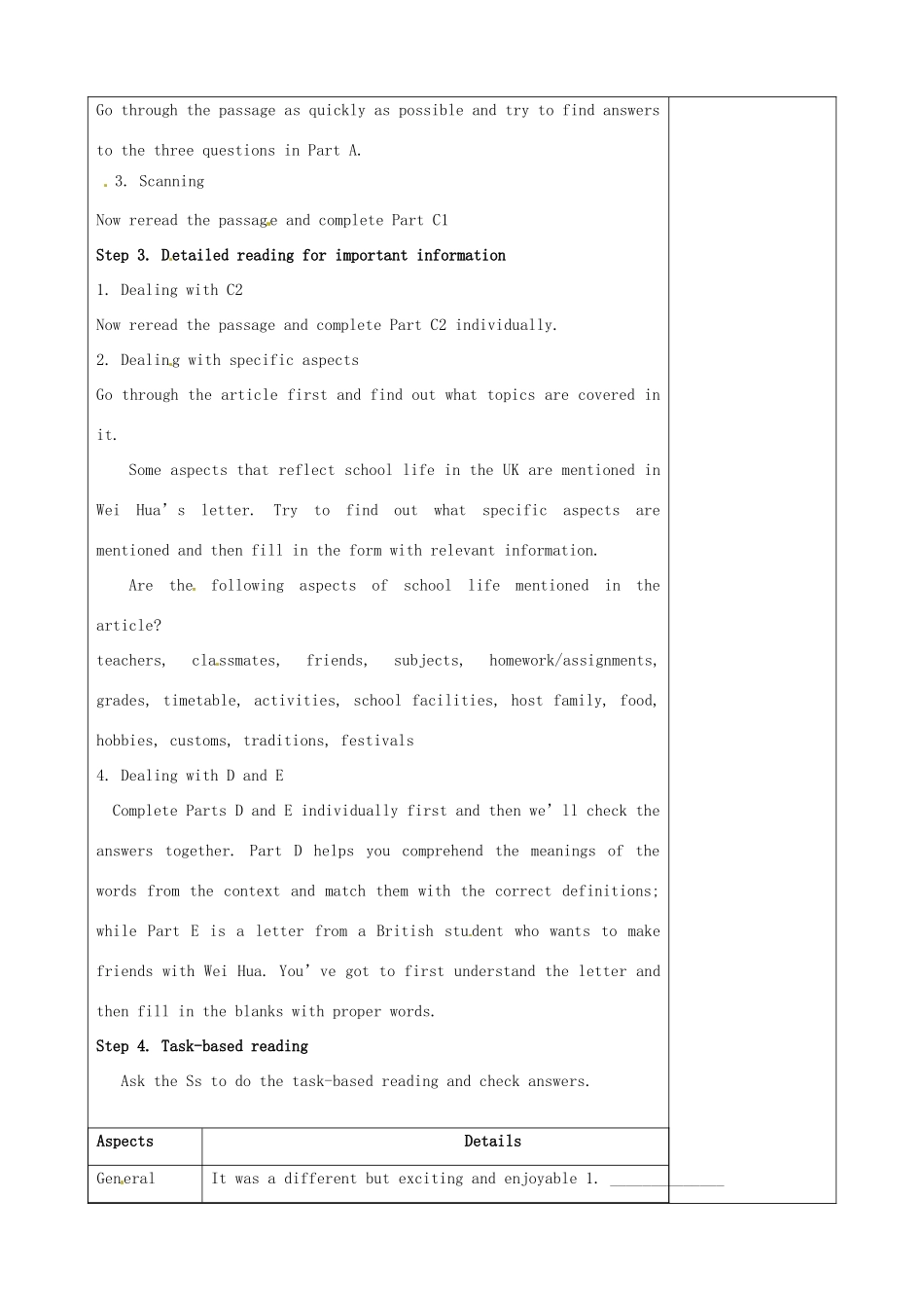 江苏省连云港灌云县第一中学高中英语 unit 1 school life  Reading（1）教案 牛津版必修1_第2页