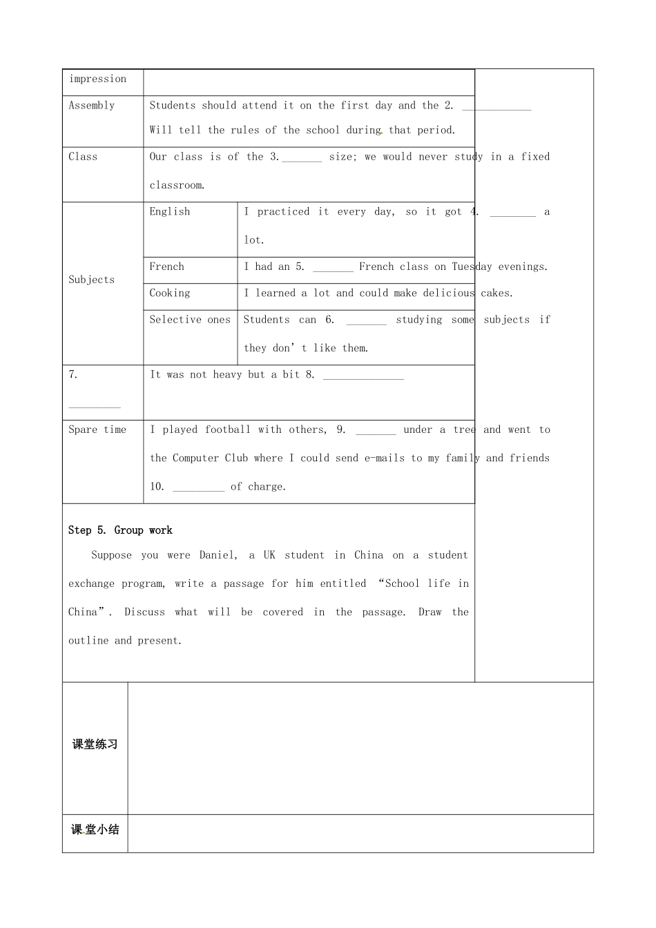 江苏省连云港灌云县第一中学高中英语 unit 1 school life  Reading（1）教案 牛津版必修1_第3页