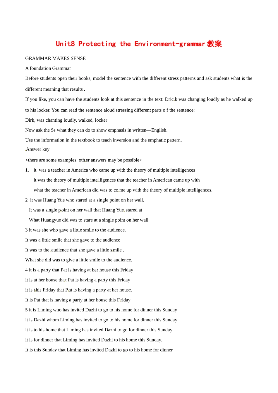 高中英语：Unit8 protecting the environment-grammar教案冀教版必修3_第1页