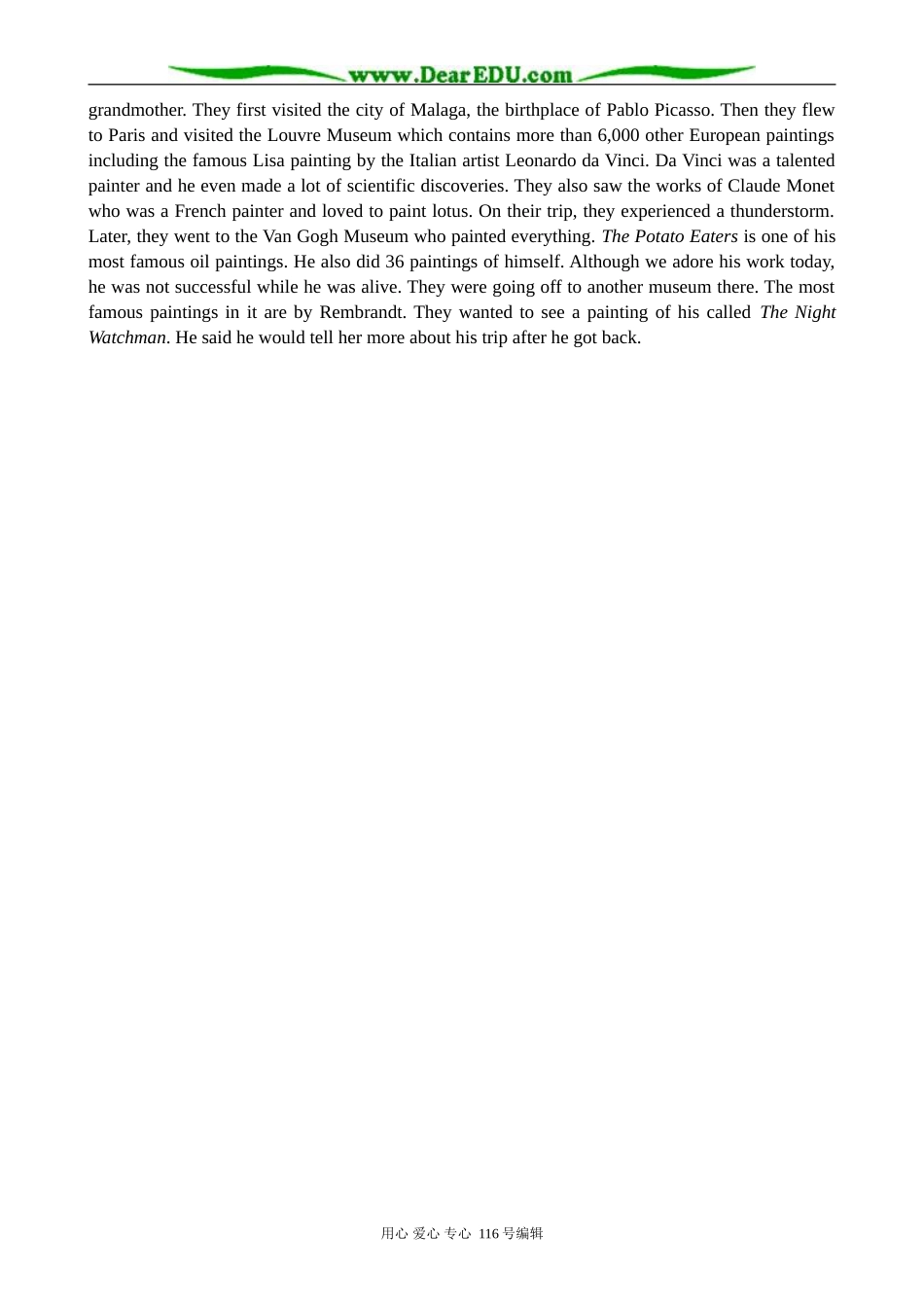高中英语必修8Unit 3 The world of colours and light--Section 1 A text structure analysis of Visiting the masters_第2页