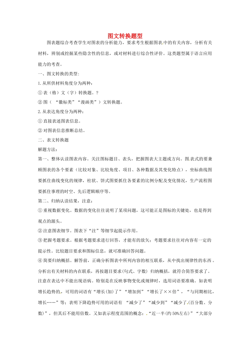 高考语文 专项复习-图文转换教案-人教版高三全册语文教案_第1页