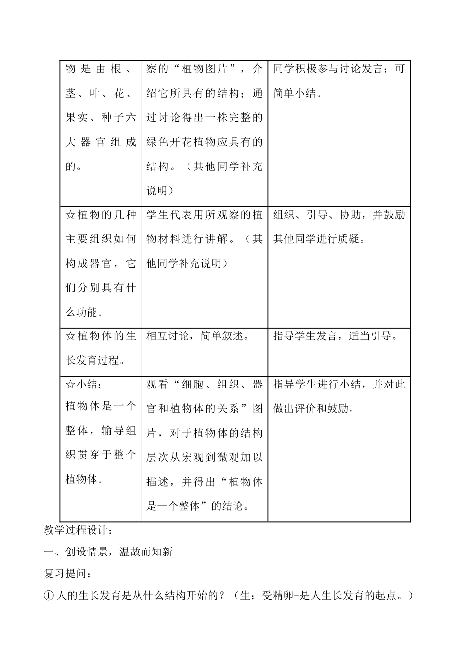 新人教版七年级生物上册植物体的结构层次教案_第2页