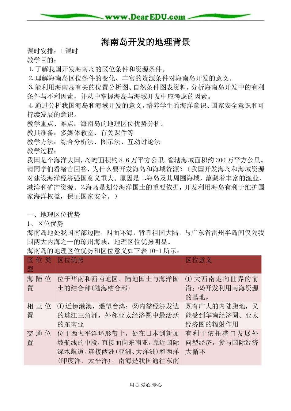 人教版高中地理选修2海南岛开发的地理背景教案_第1页