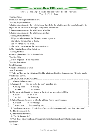 高中英语第二册上Unit 1 Making a difference-The fifth Period