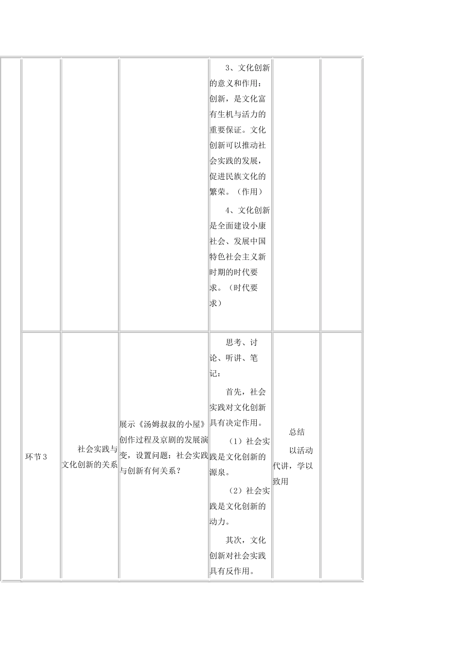 高中政治上学期第6周《文化创新》教学设计-人教版高中全册政治教案_第2页