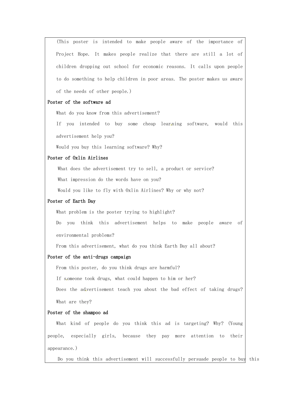 湖南省蓝山二中高中英语《unit1 Welcome to the unit》教案 牛津版必修4_第3页