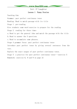 英语北师大版必修6 Unit17 Langhter--Lesson 1 Funny Stories