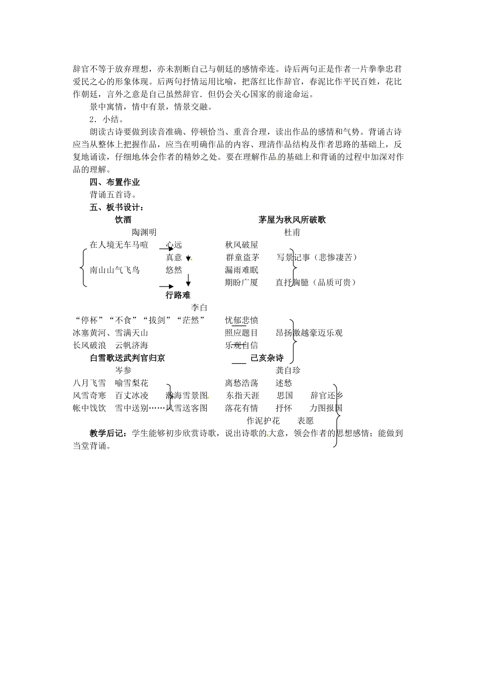安徽省灵璧中学八年级语文下册 30 诗五首（第二课时）教案 新人教版_第3页