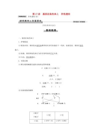 优化方案高考生物大一轮复习 第五单元 遗传的基本规律与伴性遗传 第17讲 基因在染色体上 伴性遗传讲义-人教版高三全册生物教案
