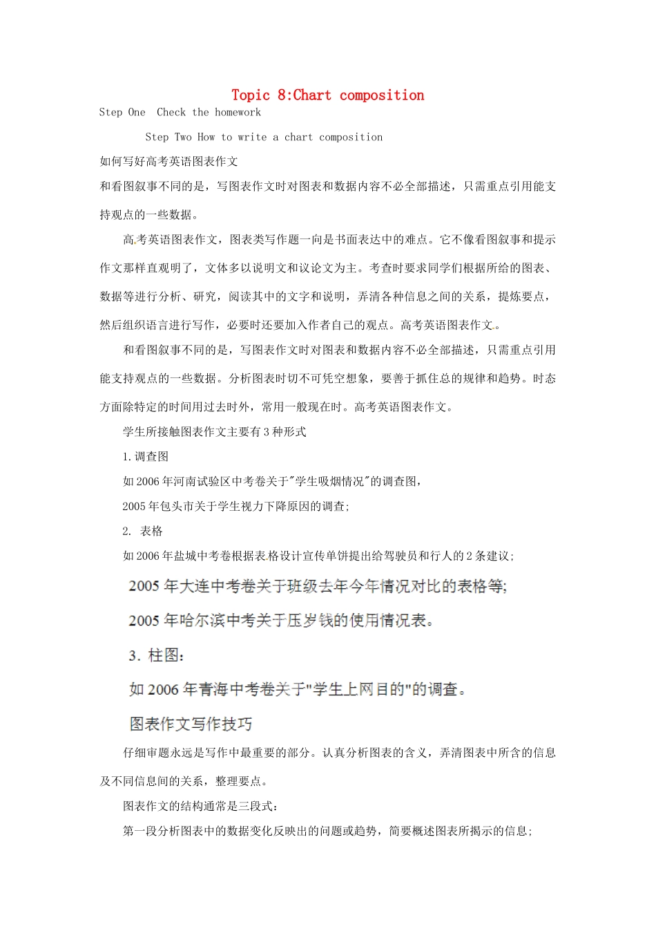 高中英语校本课程话题写作 Topic8 Chart composition教案1-人教版高中全册英语教案_第1页