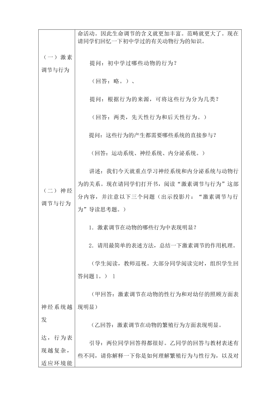 人教版高中生物必修1人和高等动物生命活动的调节--动物行为产生的生理基础_第2页