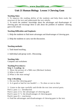 英语北师大版选修7 Unit21 Lesson 1 Chewing Gum 1