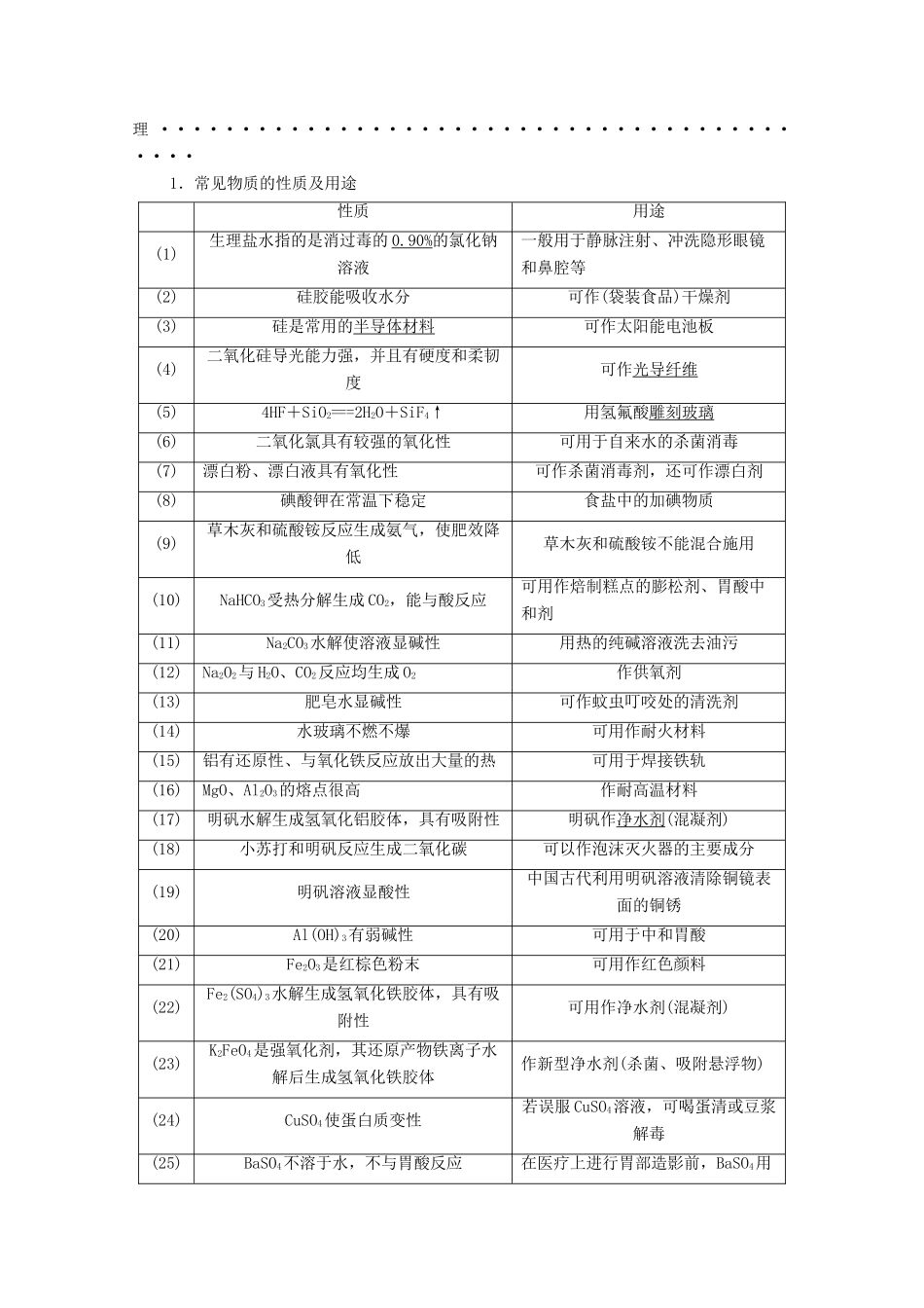 高考化学二轮复习 第1部分 专题1 物质的性质与变化 化学与STSE教案（含解析）-人教版高三全册化学教案_第3页