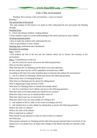 高中英语必修5Unit 2 The environment-reading