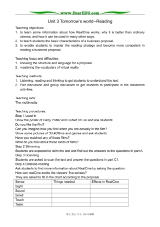 高中英语必修4Unit 3 Tomorrow’s world--Reading
