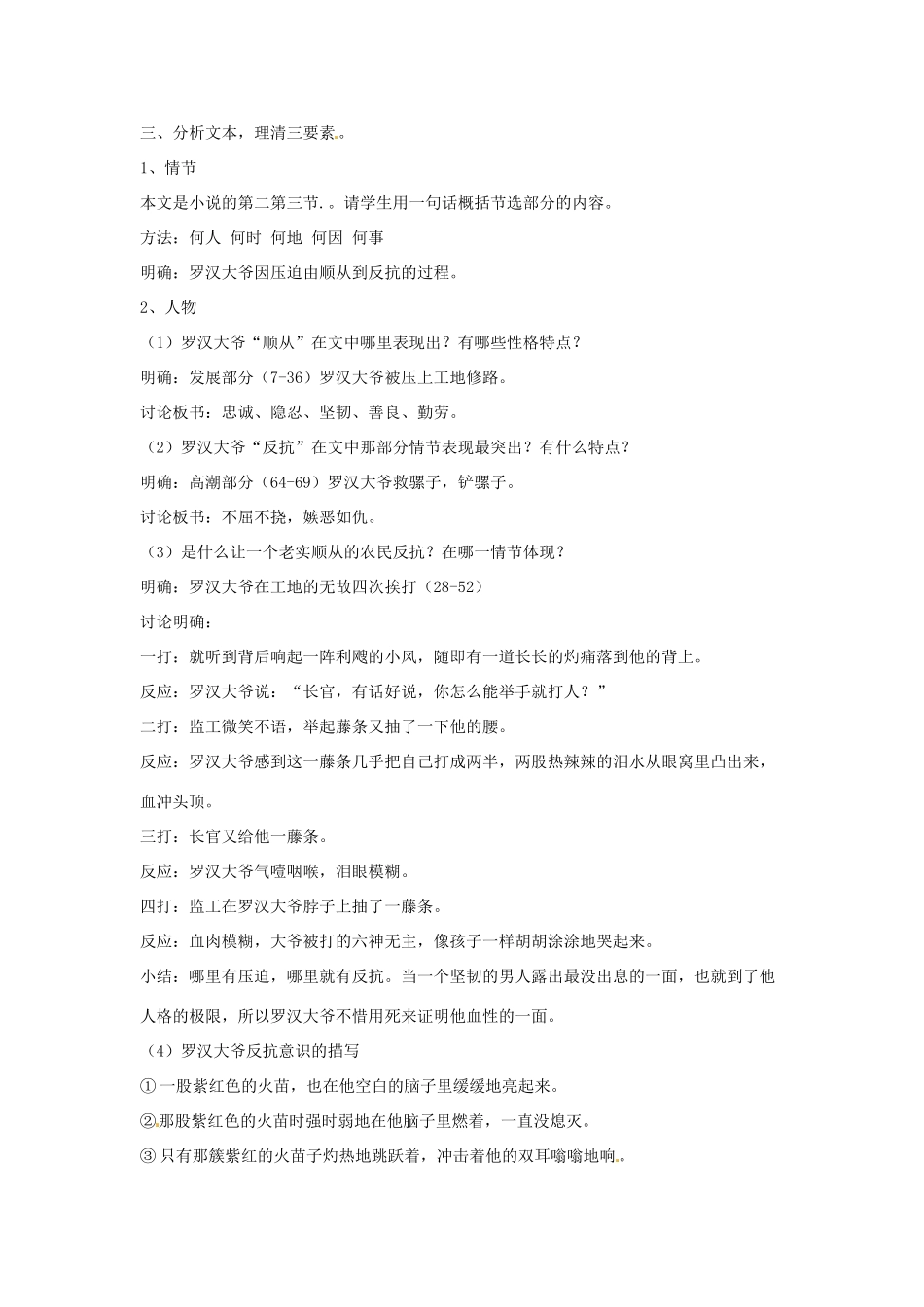 高二语文《红高梁 罗汉大爷》教案 人教版_第2页