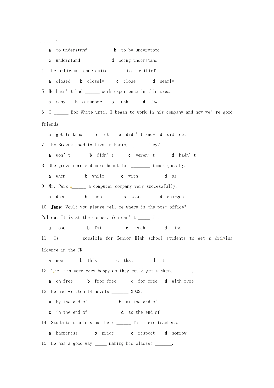 江苏省响水中学高中英语 Unit 1 School life revision and exercises教案 牛津译林版必修1_第3页