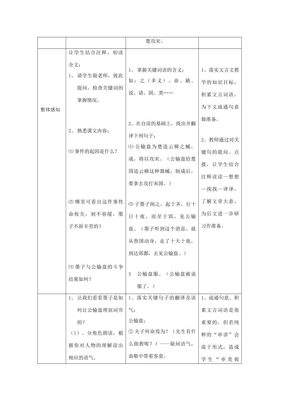 八年级语文下册 第五单元 第24课《公输》教案 鲁教版五四制-鲁教版五四制初中八年级下册语文教案_第3页