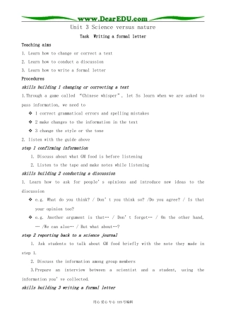 牛津版高中英语必修5Unit 3 Science versus nature--Task