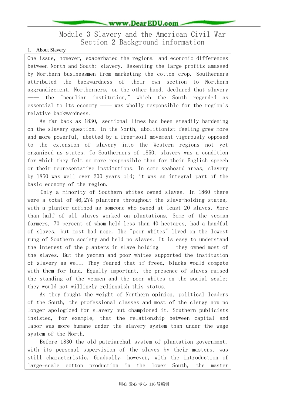 高中英语必修10Module 3 Slavery and the American Civil War-Background information _第1页