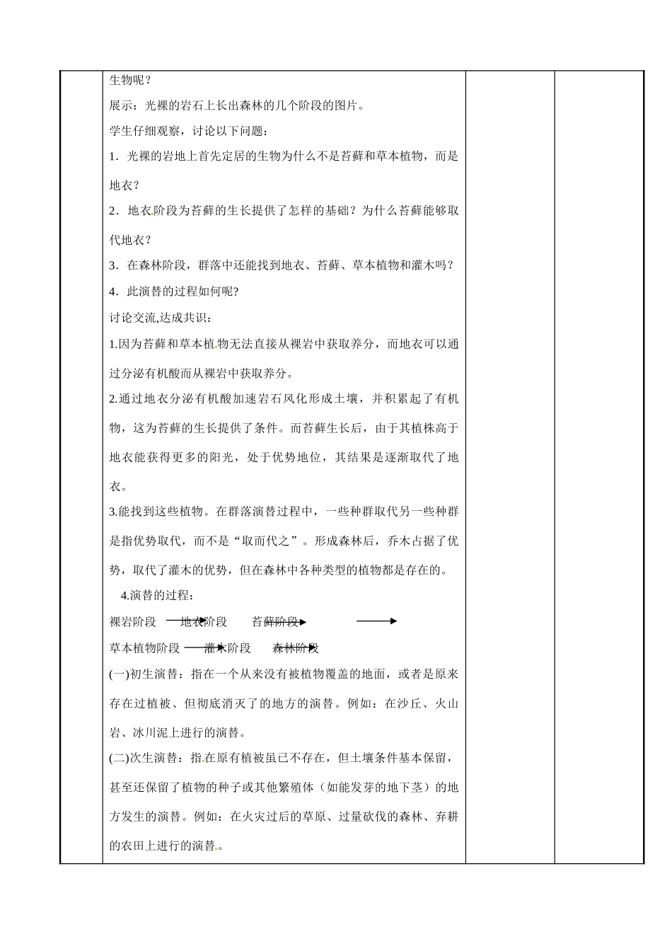 江苏省新沂市第二中学高中生物《3.3 生物群落的演替》教案 苏教版必修3_第2页