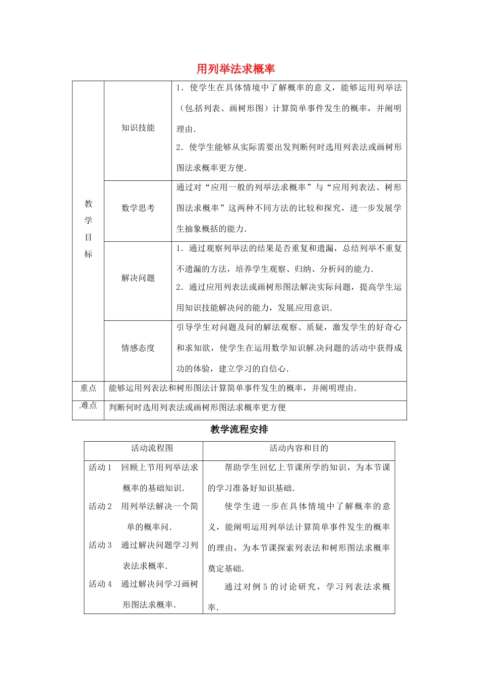 新疆石河子市第八中学九年级数学上册《25.2 用列举法求概率（三）》教案 新人教版_第1页
