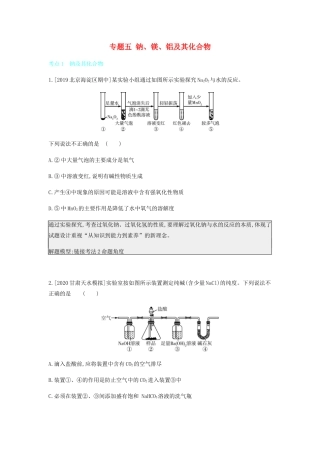 高考化学 刷题冲刺（含最新模拟题）专题五 钠、镁、铝及其化合物讲义（含解析）-人教版高三全册化学教案