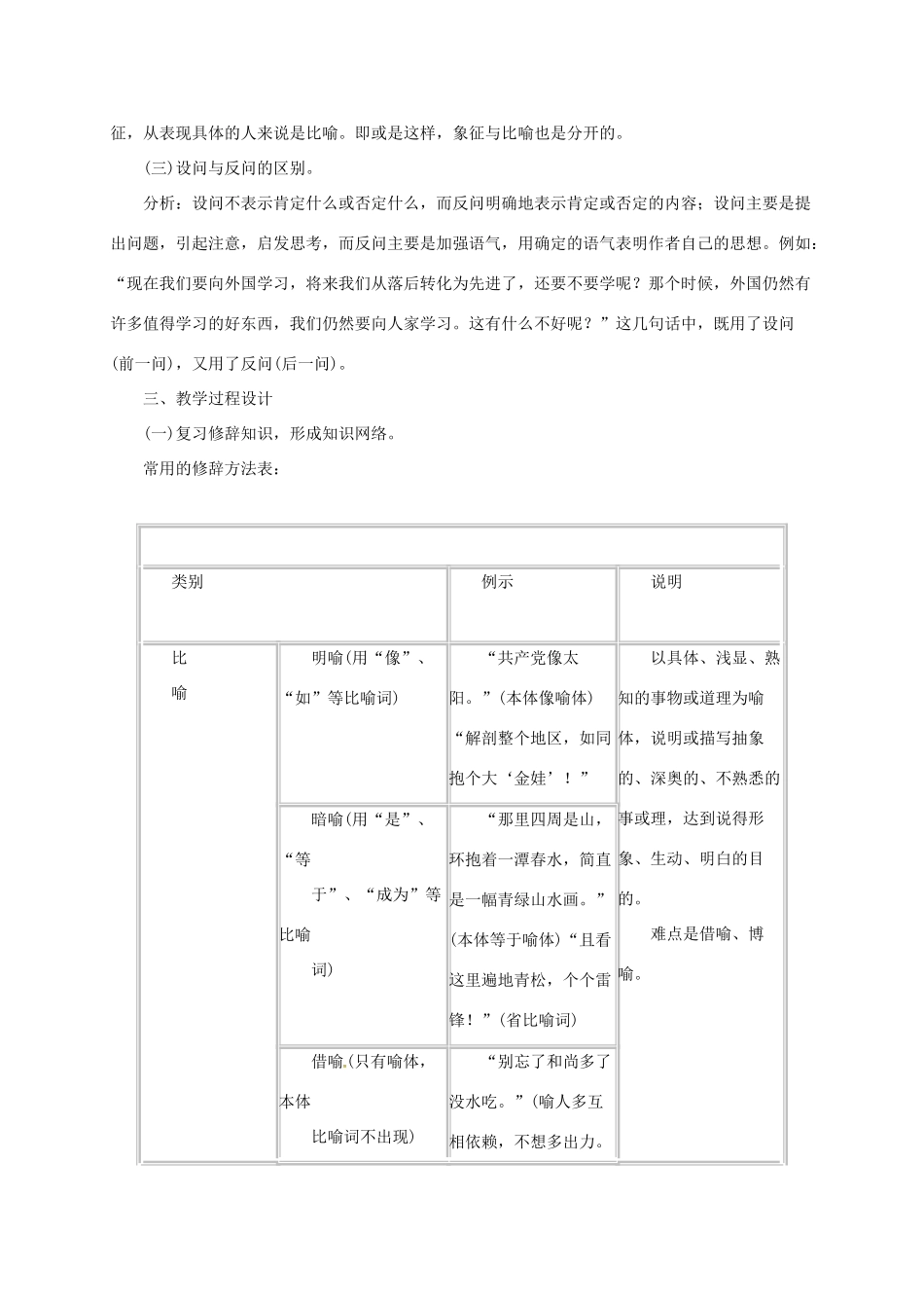 高三语文一轮复习 修辞教案-人教版高三全册语文教案_第2页