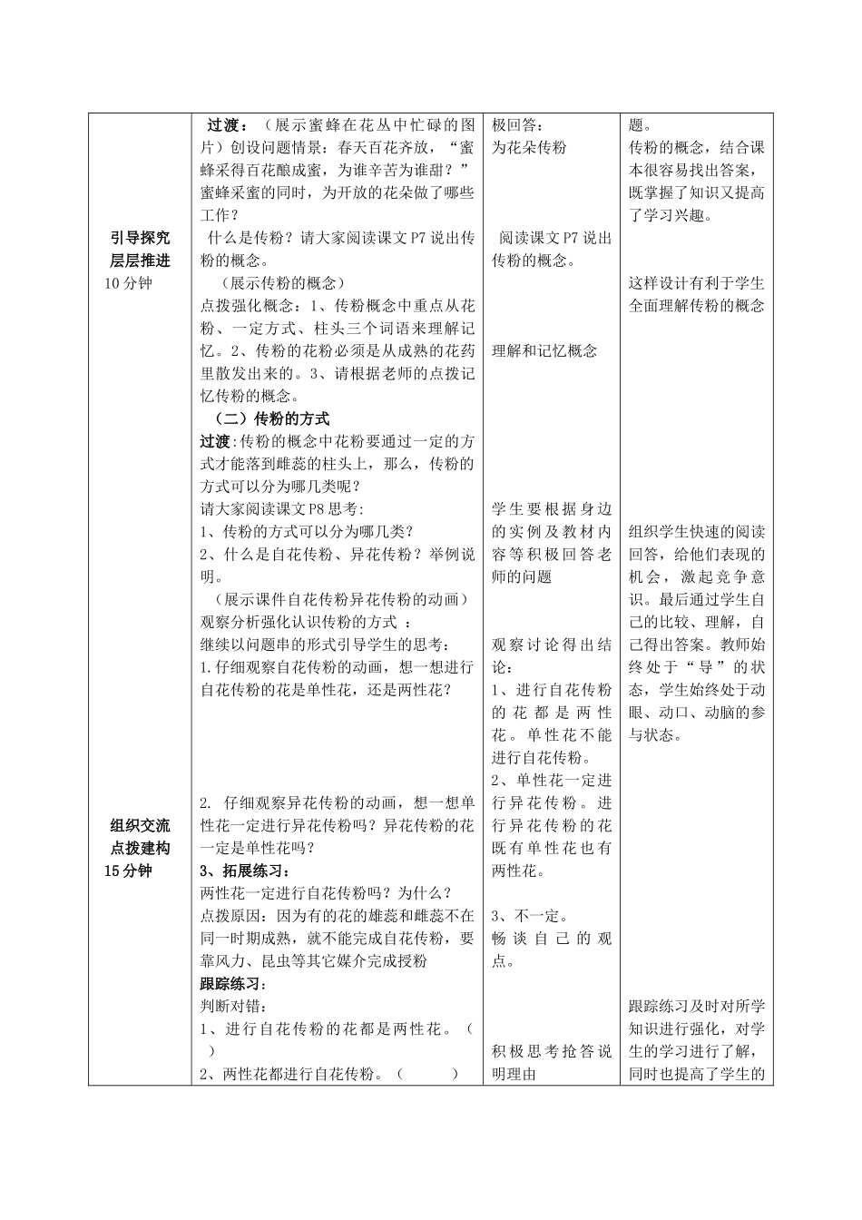 山东省枣庄市峄城区吴林街道中学八年级生物上册 第四单元 第一章 第二节 传粉和受精第一课时教案 济南版_第2页