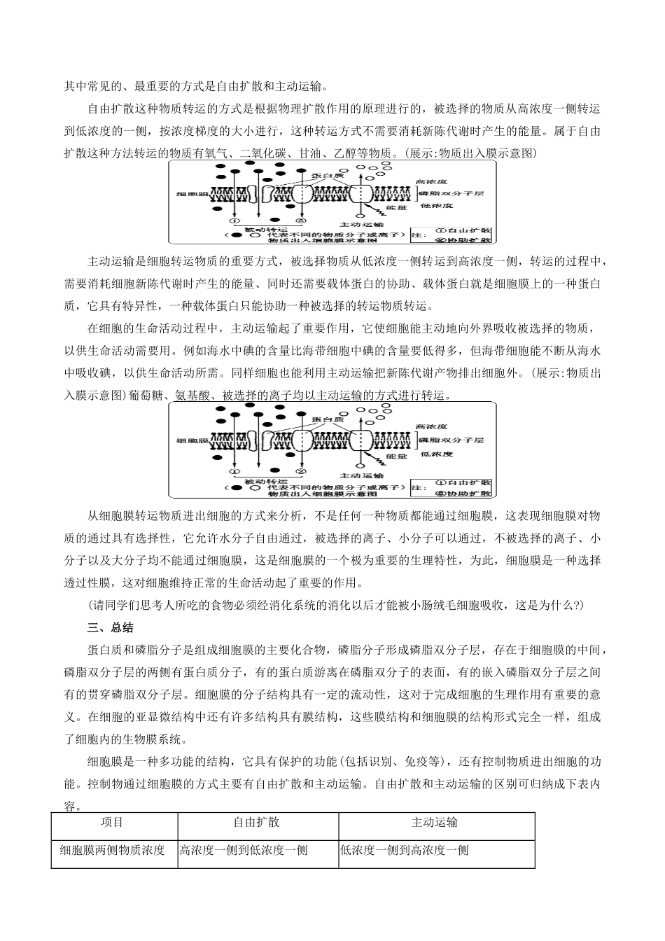 人教版高中生物必修1细胞膜的结构和功能4_第3页